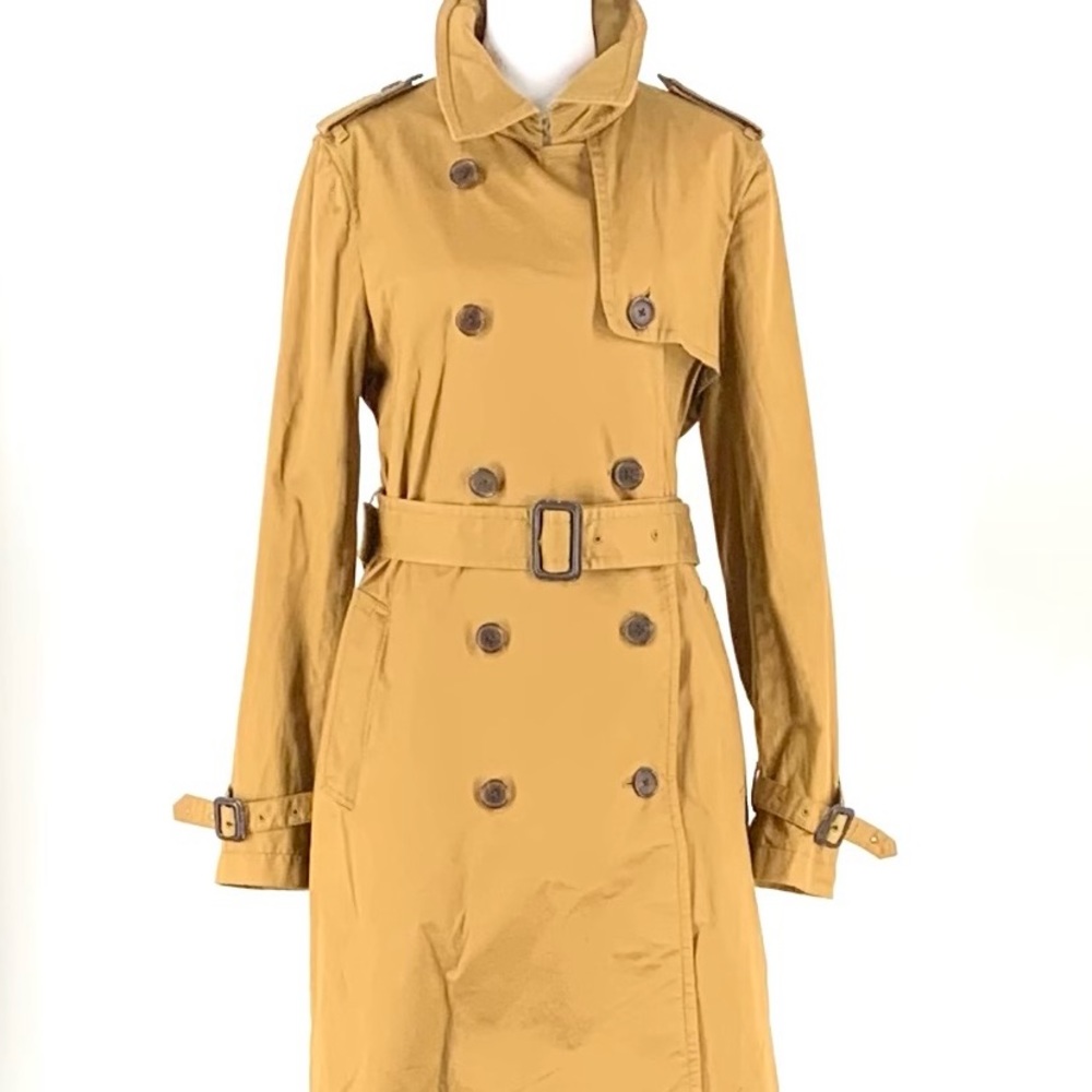 Trench coat by JCrew. Color Tan with stripes on the interior.